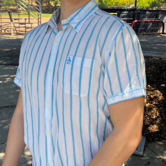 ORIGINAL PENGUIN MEN MUNSING WEAR COTTON SHEER BUTTON DOWN SHIRT FIT SEE THROUGH - Picture 14 of 16